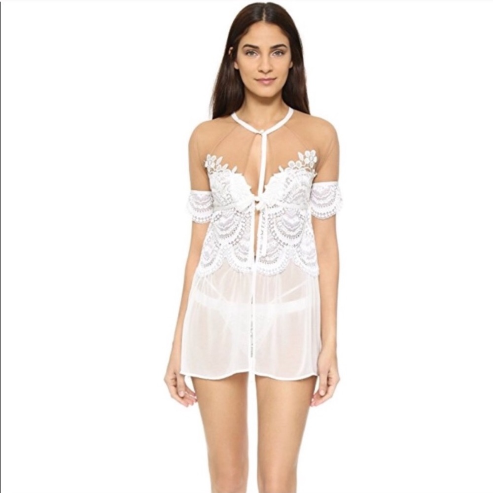 For Love & Lemons Lucia Chiffon Robe Skivvies